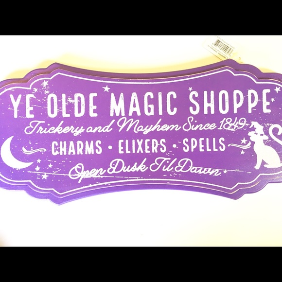 Purple Halloween Olde Magic Shoppe Wood Sign Witch - Picture 3 of 12